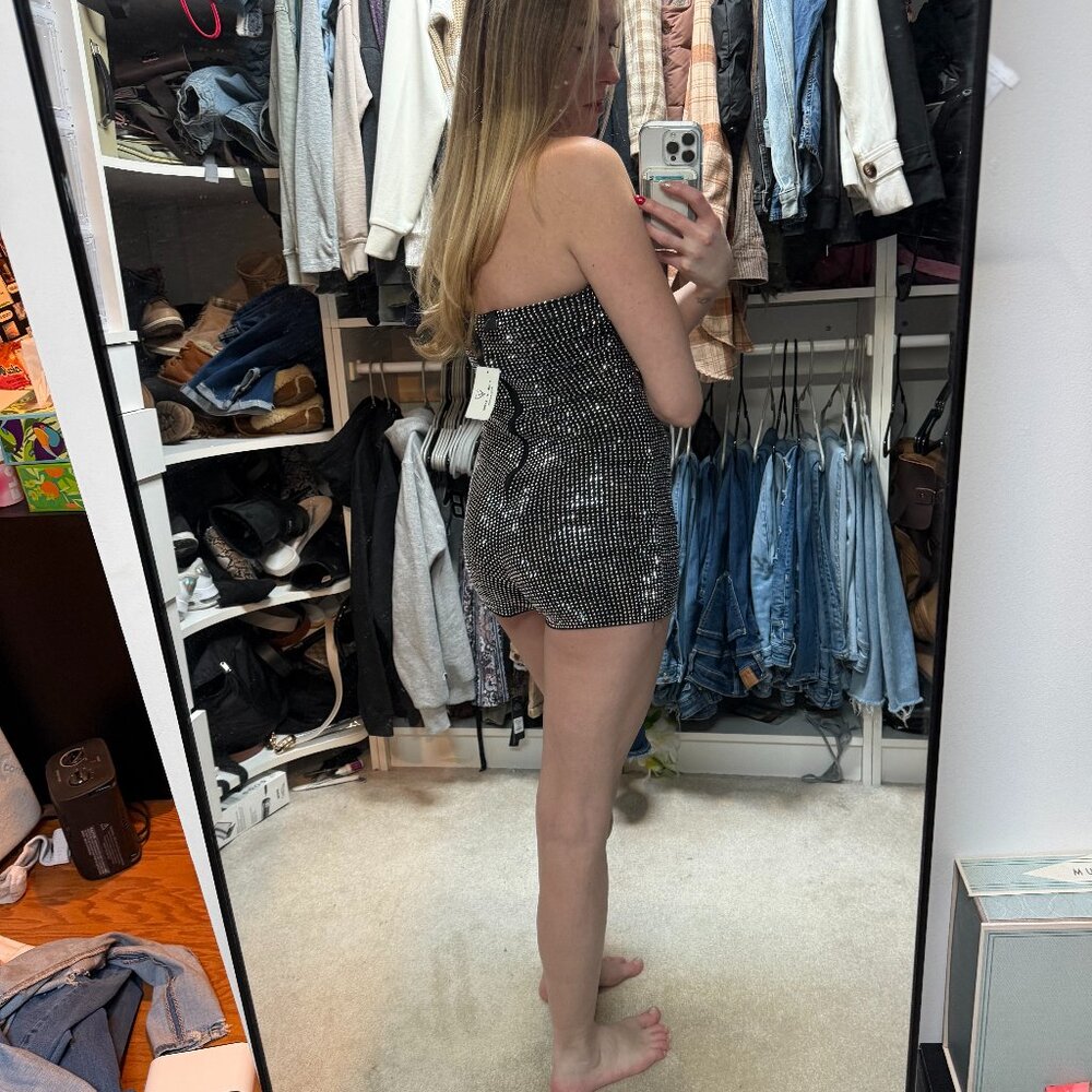 Windsor Strapless Sequined Romper Silver NWT NWT - image 4